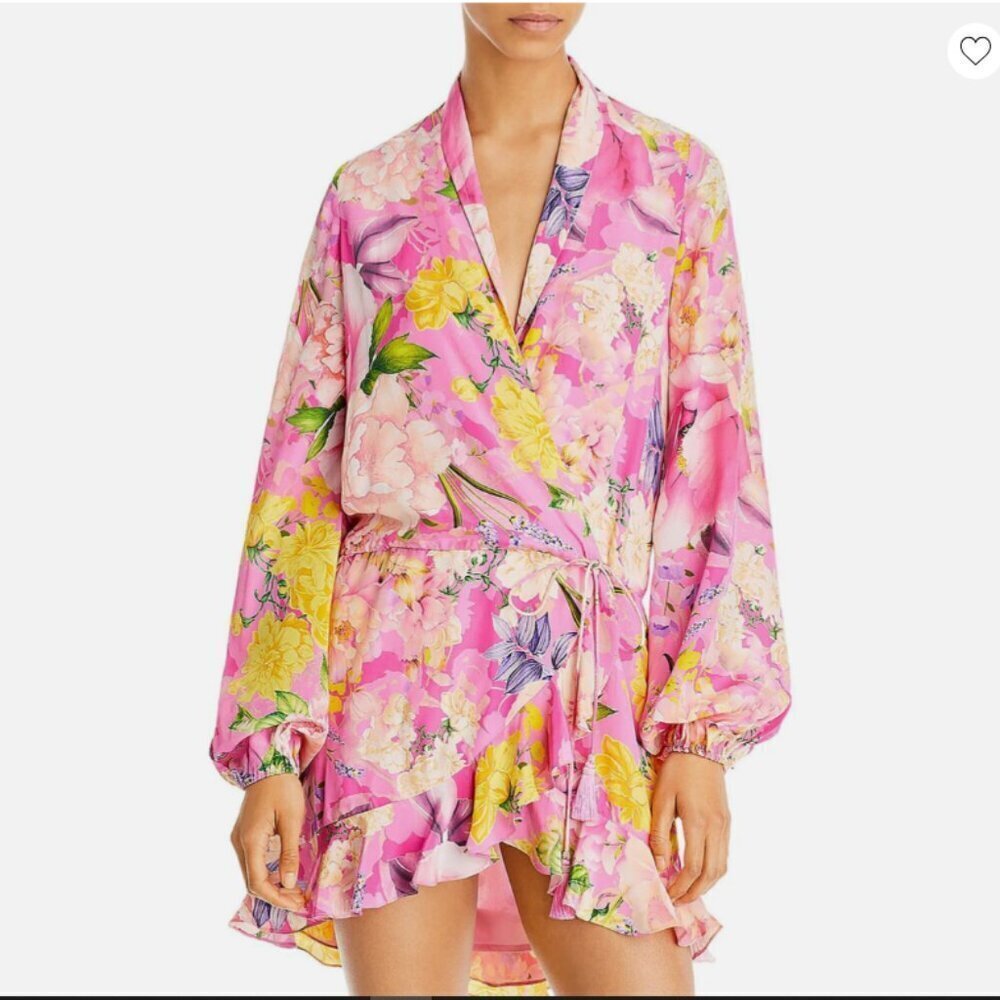 Rococo Sand Pink Floral Long Sleeve Wrap Dress - Picture 6 of 15